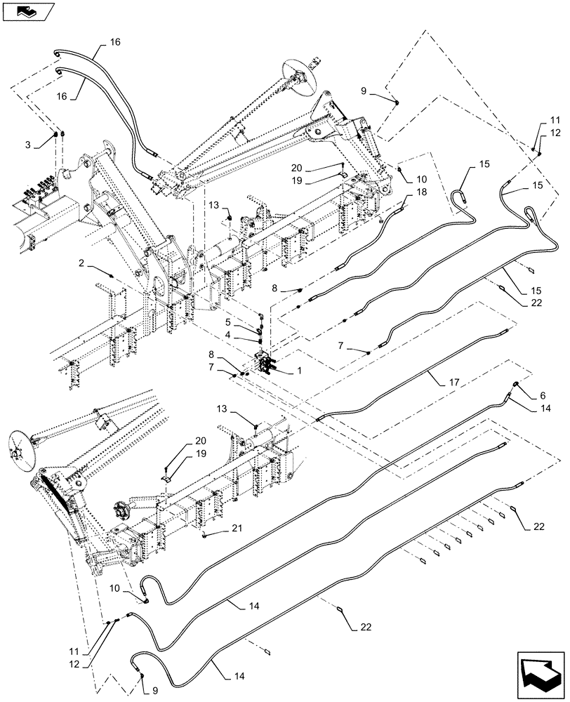 Схема запчастей Case IH 1245 - (35.746.AC[04]) - ROW UNIT MARKERS HYDRAULICS FOR 12/30 (35) - HYDRAULIC SYSTEMS