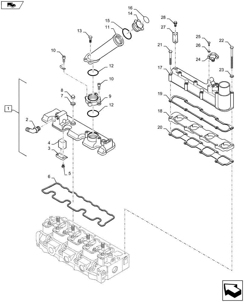 Схема запчастей Case IH SR160 - (10.101.AB) - CYLINDER HEAD & RELATED PARTS (10) - ENGINE