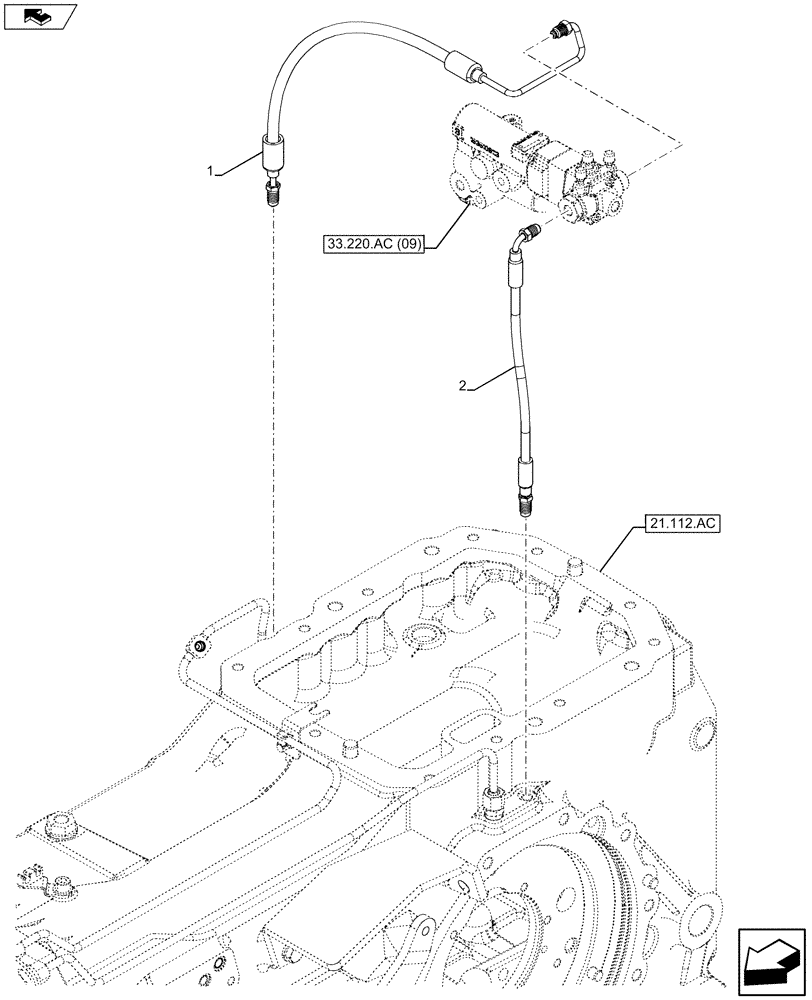 Схема запчастей Case IH MAXXUM 120 - (33.202.AP[01]) - VAR - 744783, 744784, 744785 - BRAKE - HYDR LINES (33) - BRAKES & CONTROLS