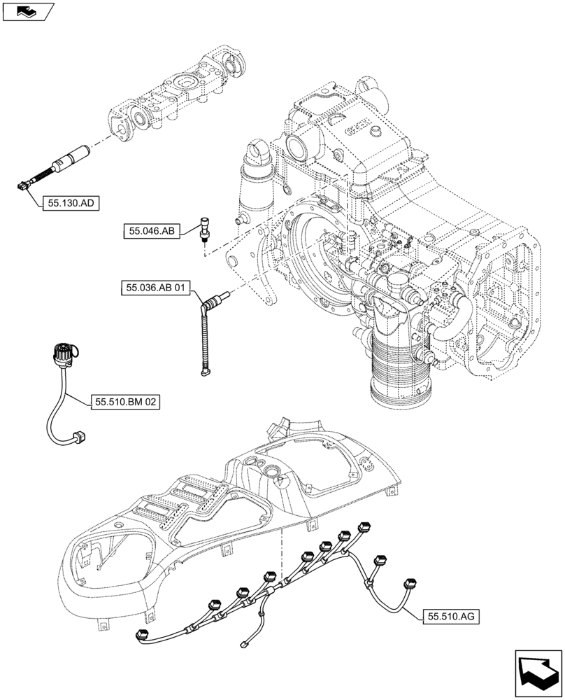 Схема запчастей Case IH MAXXUM 125 - (00.000.55[05]) - PICTORIAL INDEX - ELECTRICAL SYSTEMS (00) - GENERAL & PICTORIAL INDEX
