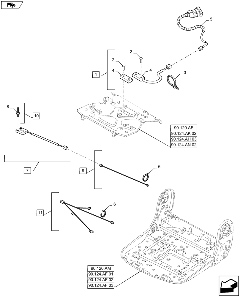 Схема запчастей Case IH MAXXUM 110 - (55.408.BL) - VAR - 330710, 330709, 331709 + STD - OPERATOR PRESENCE SWITCH AND HARNESS - SEAT (55) - ELECTRICAL SYSTEMS