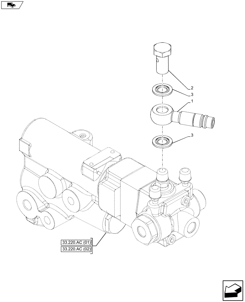 Схема запчастей Case IH MAXXUM 110 - (33.220.AC[04]) - VAR - 330370, 330720, 331370 - TRAILER BRAKE VALVE (33) - BRAKES & CONTROLS