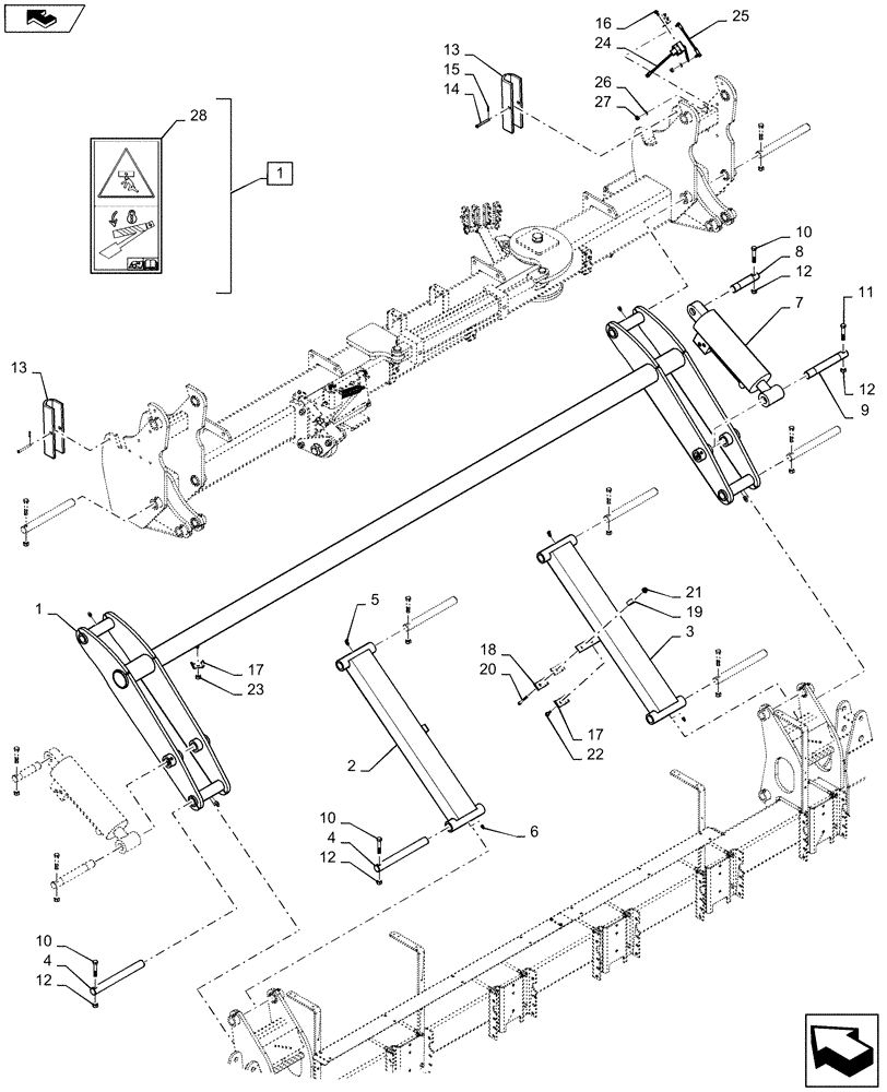 Схема запчастей Case IH 1245 - (39.100.BD[08]) - SUB BAR LIFT LINKAGE FOR 12/30 AND 16/30 (39) - FRAMES AND BALLASTING