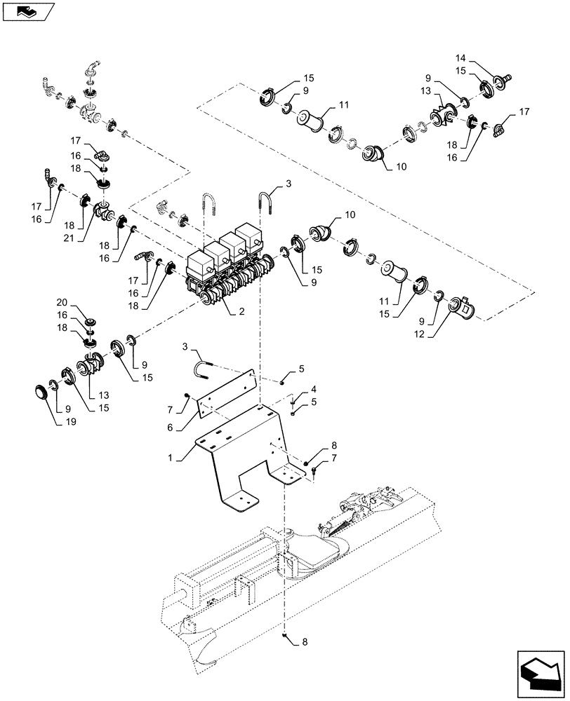 Схема запчастей Case IH 1245 - (63.100.AA[01]) - LIQUID FERTILIZER VALVE 4 SECTION FOR 24/20, 30" SPLIT ROW 12/23, 30" SPLIT ROW 16/31 (63) - CHEMICAL APPLICATORS