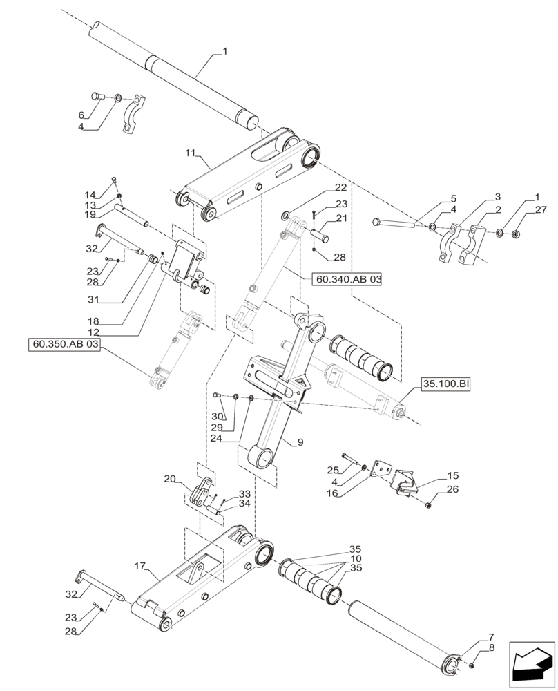 Схема запчастей Case IH A8800 - (60.350.AB[01]) - LIFT ARM, CROP DIVIDER (60) - PRODUCT FEEDING