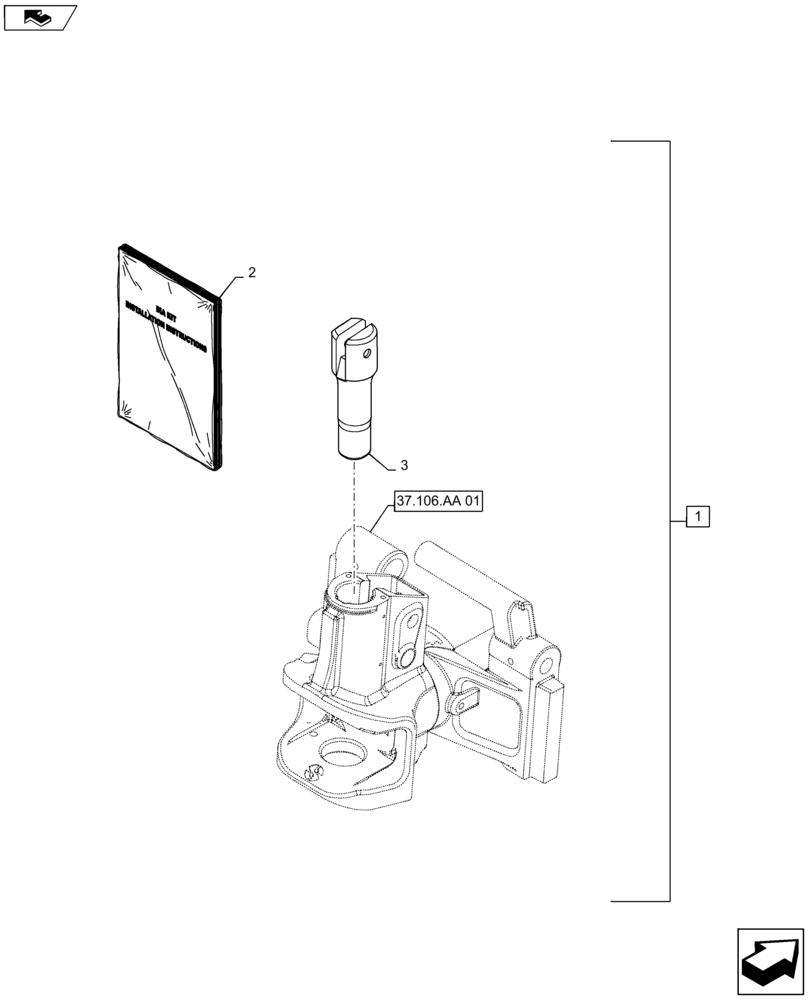 Схема запчастей Case IH MAXXUM 125 - (88.100.37[04]) - DIA KIT - SWIVEL COUPLING 32MM (88) - ACCESSORIES