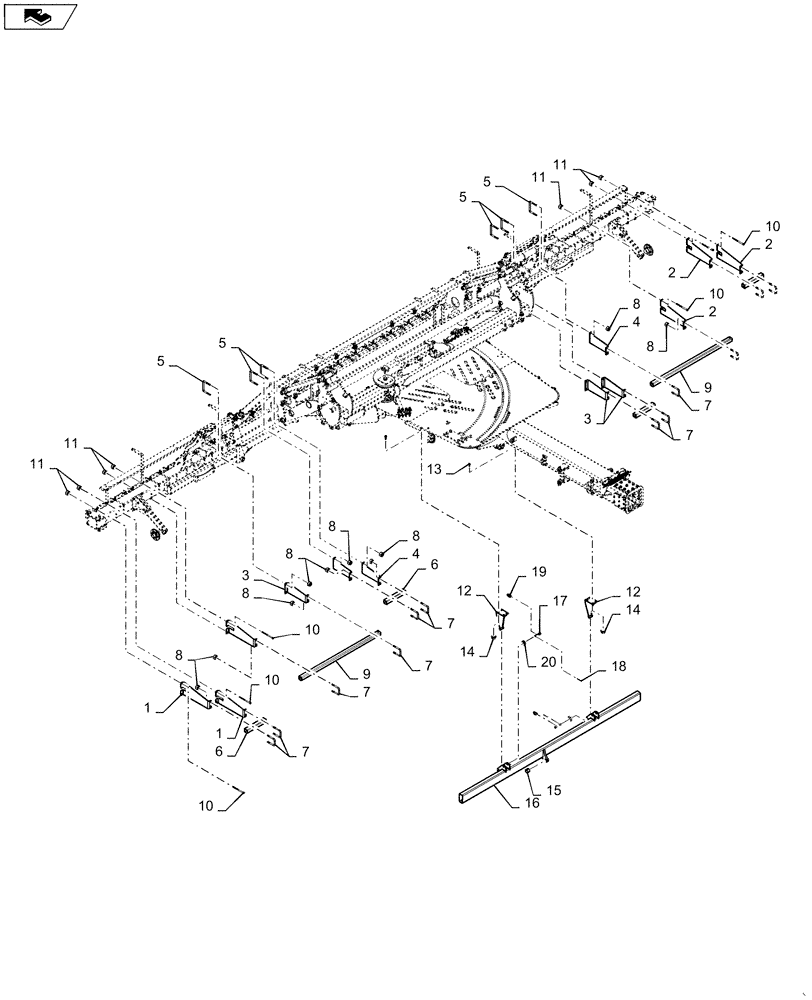 Схема запчастей Case IH 1245 - (39.140.AF[03]) - LIQUID FERTILIZER COULTER MOUNTING FOR 30" SPLIT ROW 16/31 (39) - FRAMES AND BALLASTING