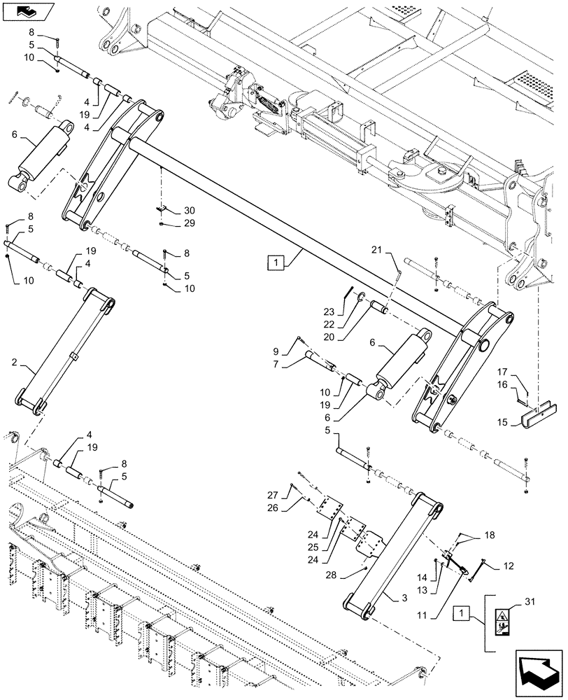 Схема запчастей Case IH 1245 - (39.100.BD[07]) - SUB BAR LIFT LINKAGE FOR 24/20, 30" SPLIT ROW 12/23 AND 30" SPLIT ROW 16/31 (39) - FRAMES AND BALLASTING