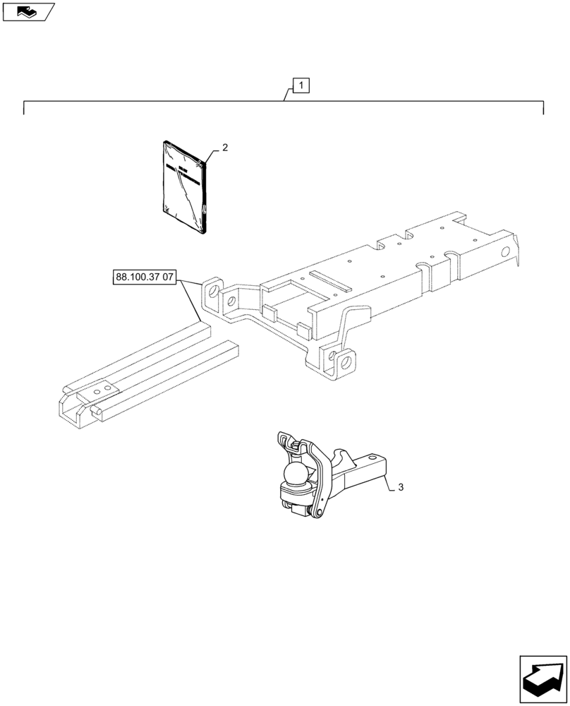 Схема запчастей Case IH MAXXUM 125 - (88.100.37[11]) - DIA KIT - K80 BALL DRAWBAR (88) - ACCESSORIES