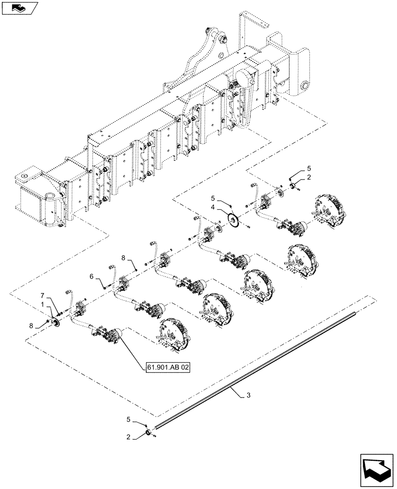 Схема запчастей Case IH 1245 - (61.901.AF[07]) - METER DRIVE SHAFT WITH CABLE DRIVE FOR 30" SPLIT ROW 12/23 (61) - METERING SYSTEM