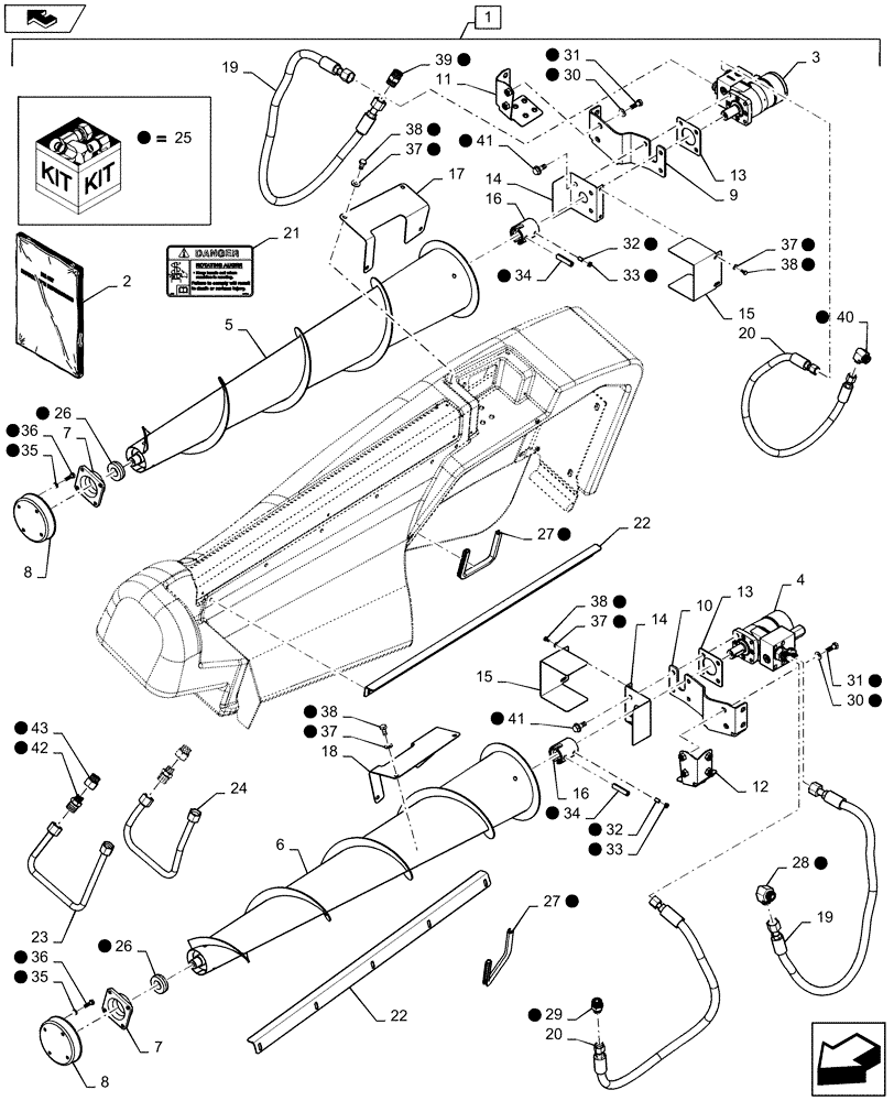 Схема запчастей Case IH 2608XR - (88.058.01) - DIA KIT, HYDRAULIC AUGER DIVIDER ATTACHMENT (88) - ACCESSORIES