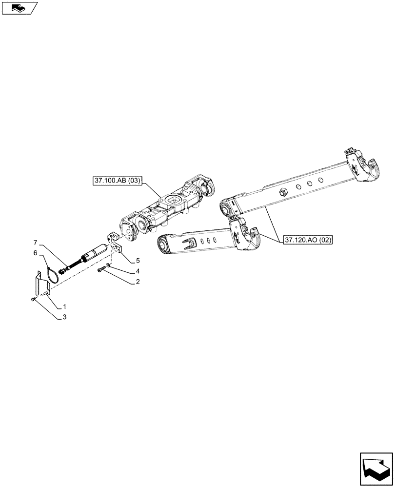 Схема запчастей Case IH MAXXUM 120 - (55.130.AD) - VAR - 331920, 331970, 332923, 390923 - REAR 3 POINT HITCH, DRAFT SENSOR (55) - ELECTRICAL SYSTEMS