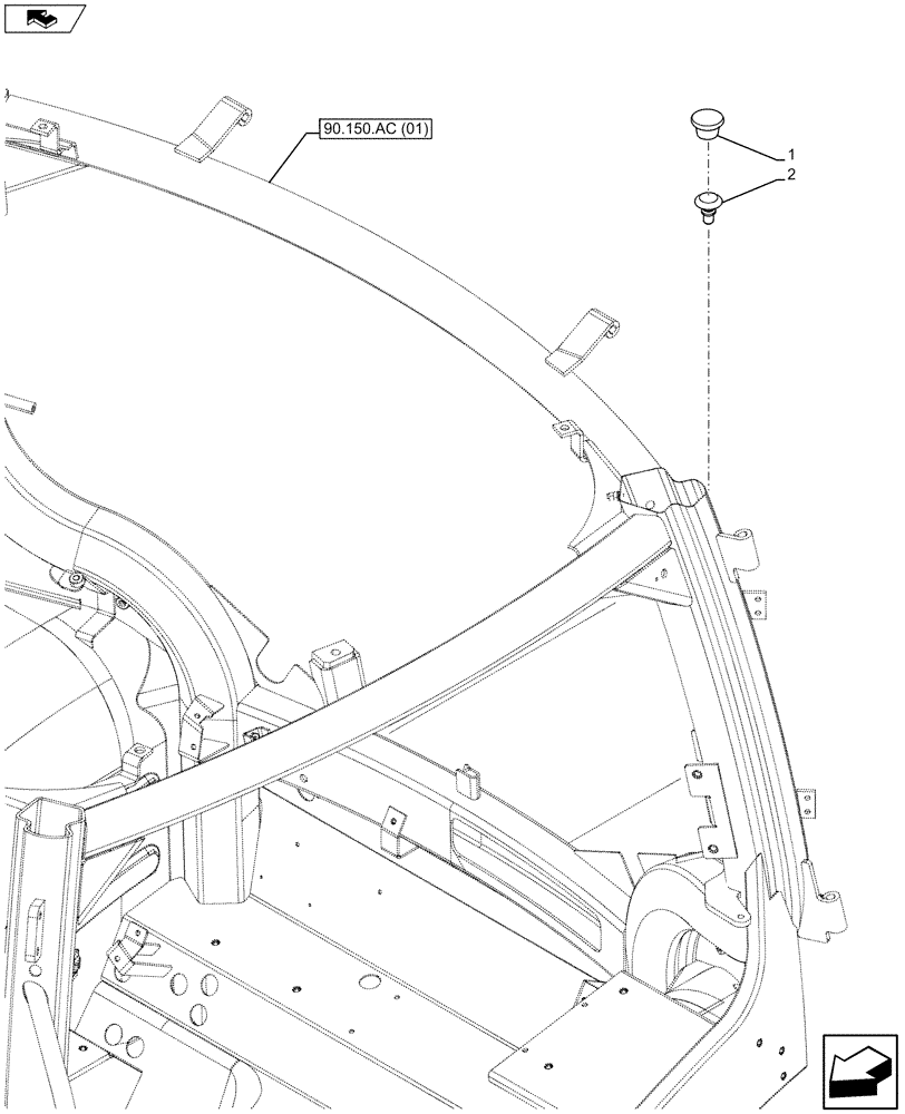 Схема запчастей Case IH MAXXUM 120 - (90.150.AC[03]) - VAR - 330007, 33500, 7743726 - CAB FRAME, SNAP RIVETS (90) - PLATFORM, CAB, BODYWORK AND DECALS