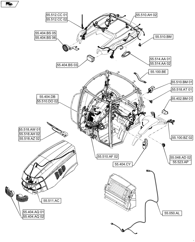 Схема запчастей Case IH MAXXUM 110 - (55.000.00[03]) - SECTION INDEX - ELECTRICAL SYSTEMS (55) - ELECTRICAL SYSTEMS