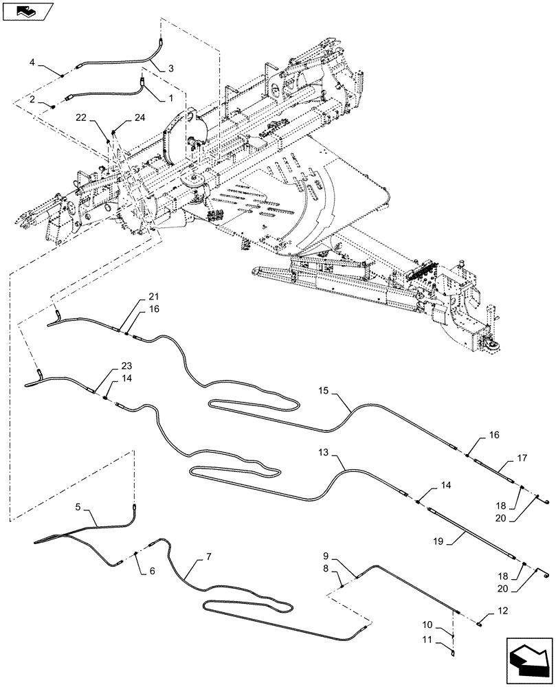 Схема запчастей Case IH 1245 - (35.745.AA[09]) - DIRECT DRIVE HYDRAULIC DISTRIBUTION FOR 12/30 (35) - HYDRAULIC SYSTEMS