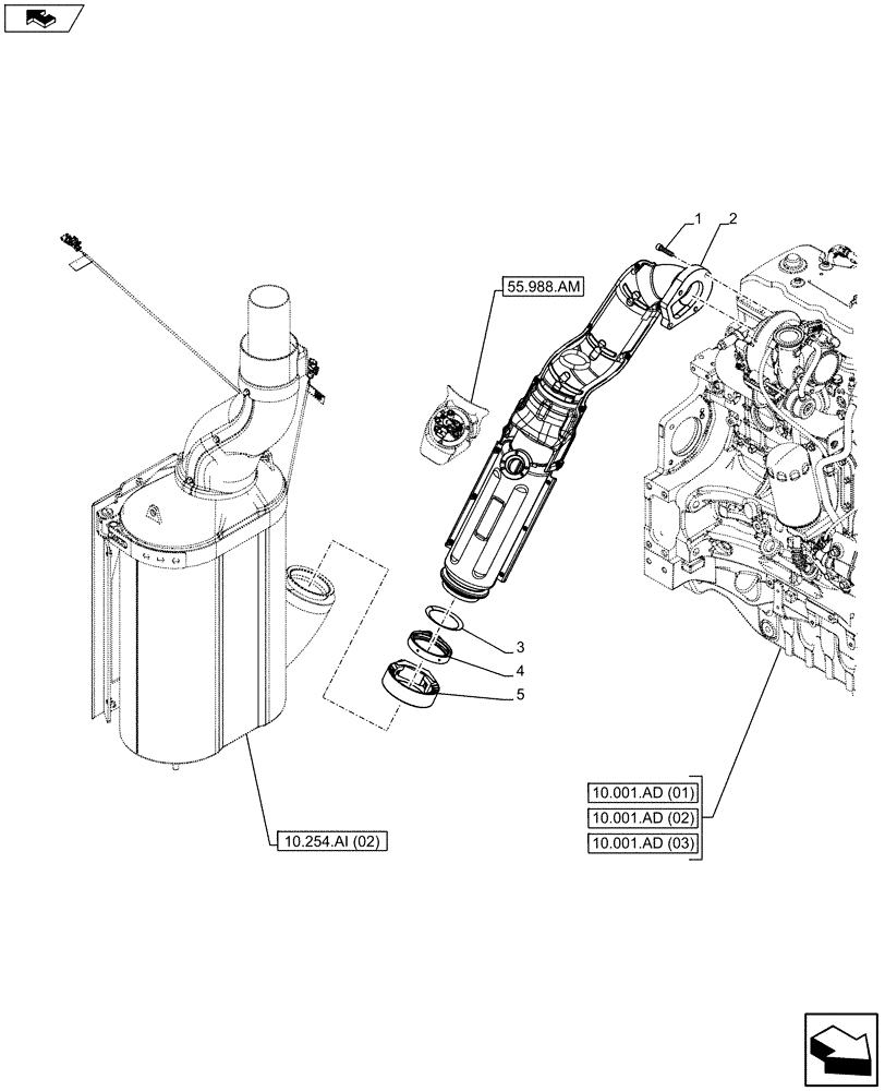 Схема запчастей Case IH MAXXUM 110 - (10.254.AI[01]) - VAR - 390158 - EXHAUST MUFFLER (10) - ENGINE