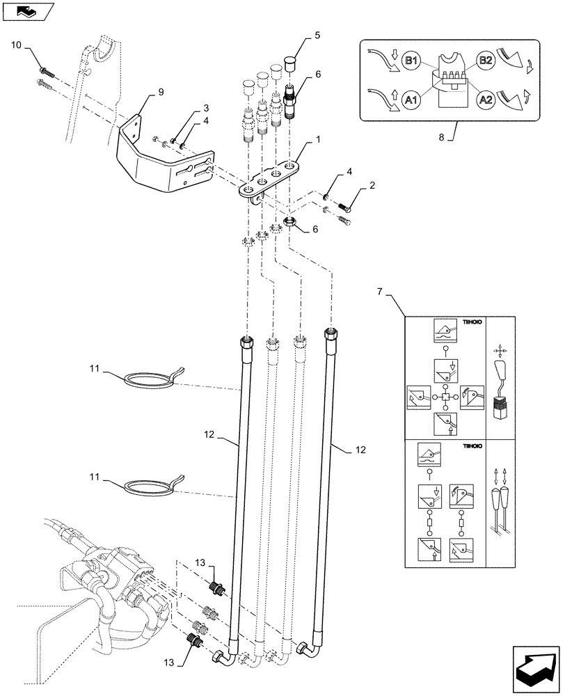 Схема запчастей Case IH L735 - (35.525.AA[10]) - VAR - 717517056 - MMV HYDRAULIC HOSE KIT - 2 FUNCTION WITH FLAT FACED COUPLERS FOR FARMALL 85C, 95C, 105C FLAT DECK, FARMALL 85U, 95U, 105U (35) - HYDRAULIC SYSTEMS