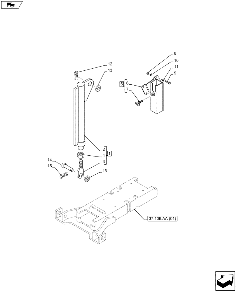 Схема запчастей Case IH MAXXUM 130 - (37.106.AA[02]) - VAR - 331945 - TOW HOOK (37) - HITCHES, DRAWBARS & IMPLEMENT COUPLINGS