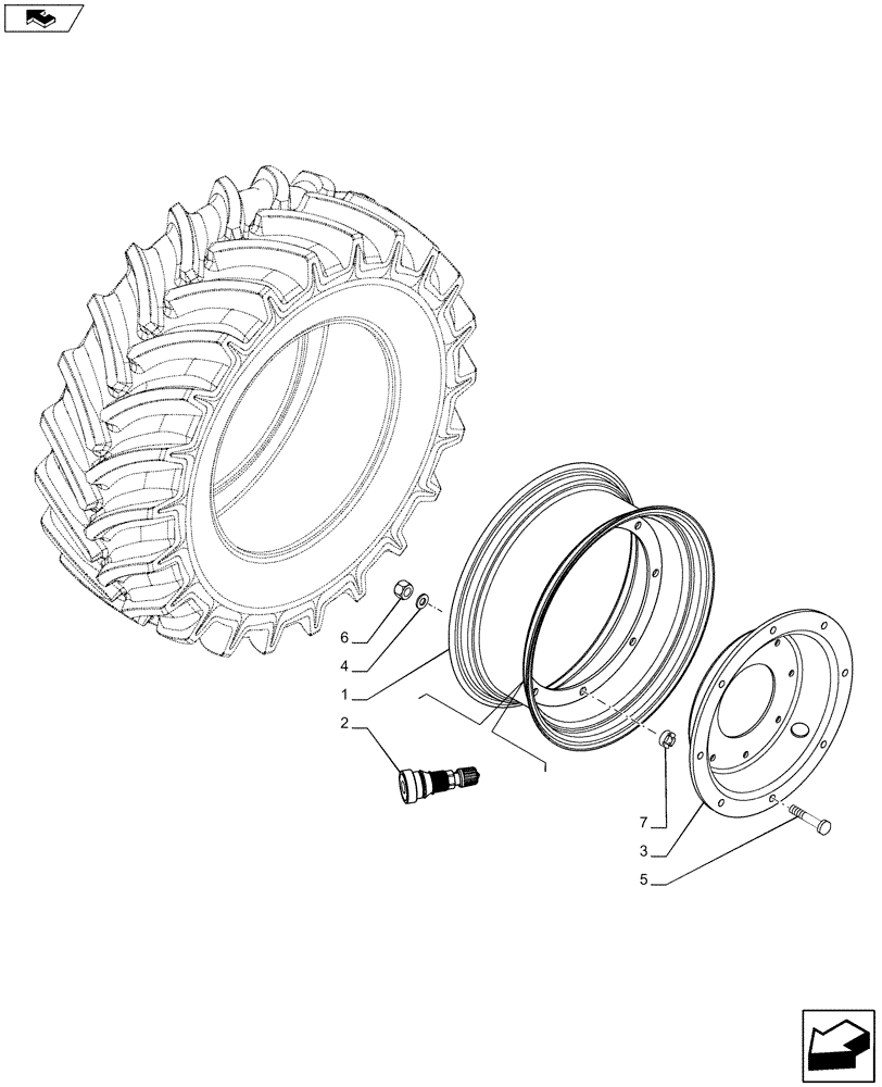 Схема запчастей Case IH MAXXUM 110 - (44.520.AB[05]) - VAR 8370404 - REAR WHEEL (DW12X46) (44) - WHEELS