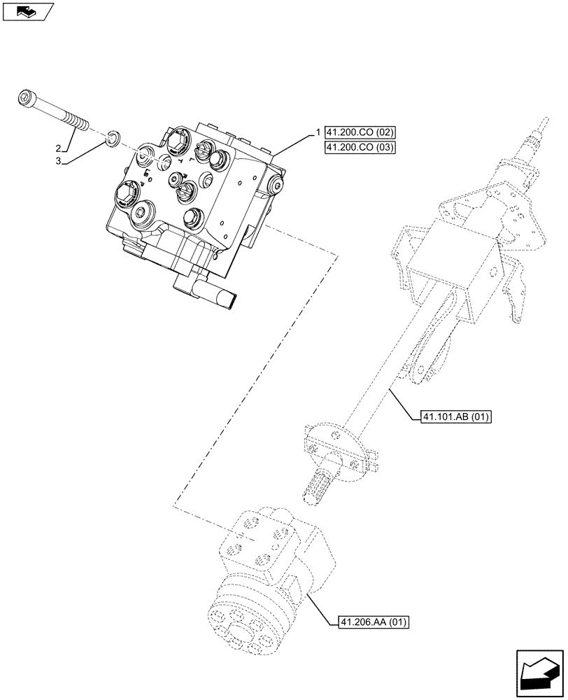 Схема запчастей Case IH MAXXUM 120 - (41.200.CO[01]) - VAR - 330631, 336631, 743723 - FAST STEERING - VALVE (41) - STEERING