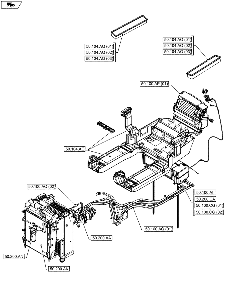 Схема запчастей Case IH MAXXUM 110 - (00.000.50) - PICTORIAL INDEX - CAB CLIMATE CONTROL (00) - GENERAL & PICTORIAL INDEX