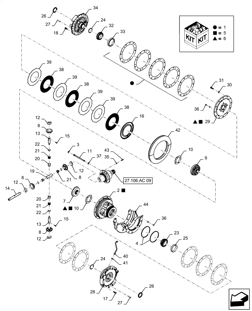 Схема запчастей Case IH MAGNUM 315 - (27.106.AC[08]) - CVT - TRANSMISSION DIFFERENTIAL ASSY - 315 - 340 (27) - REAR AXLE SYSTEM