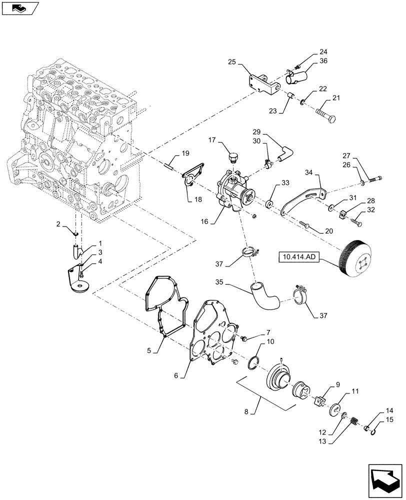 Схема запчастей Case IH SR160 - (10.400.BB) - WATER PUMP & RELATED PARTS (10) - ENGINE