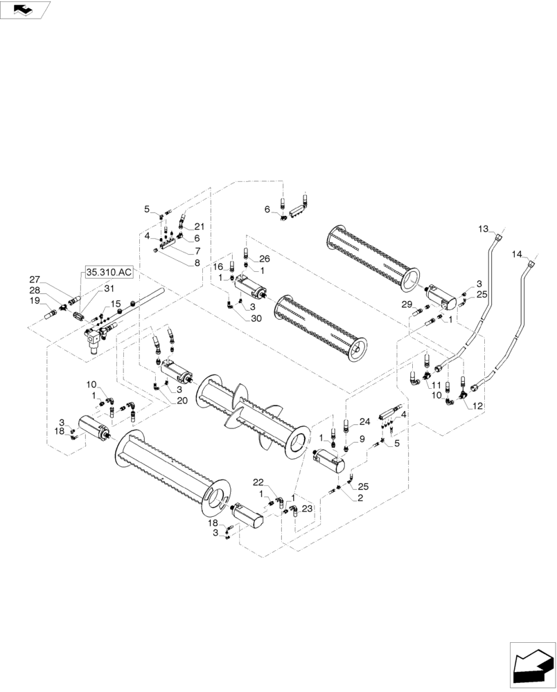 Схема запчастей Case IH A8800 - (35.000.AA[03]) - HYDRAULIC SYSTEM (PKD/FINNED/1ST & 2ND FLOATING ROLLERS) (35) - HYDRAULIC SYSTEMS