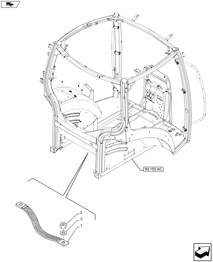 Схема запчастей Case IH MAXXUM 120 - (55.100.BE) - VAR - 390283 - GROUND CABLE (55) - ELECTRICAL SYSTEMS