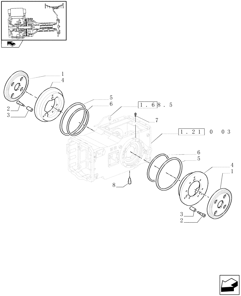 Схема запчастей Case IH MAXXUM 115 - (1.65.3/02) - SEMI POWER SHIFT (50KM/H) - REAR AXLE - BRAKES (VAR.330247) (05) - REAR AXLE