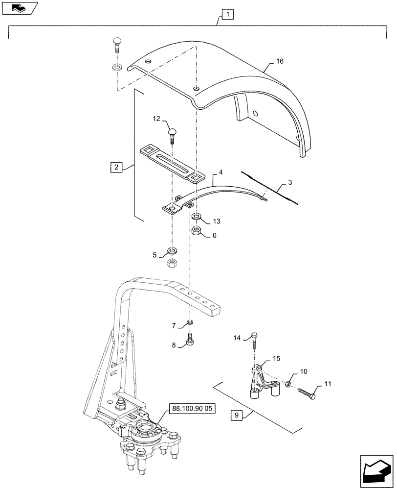 Схема запчастей Case IH MAXXUM 140 - (88.100.90[06]) - DIA KIT - DYNAMIC FRONT FENDERS (540MM) - FENDERS AND BRACKETS (88) - ACCESSORIES