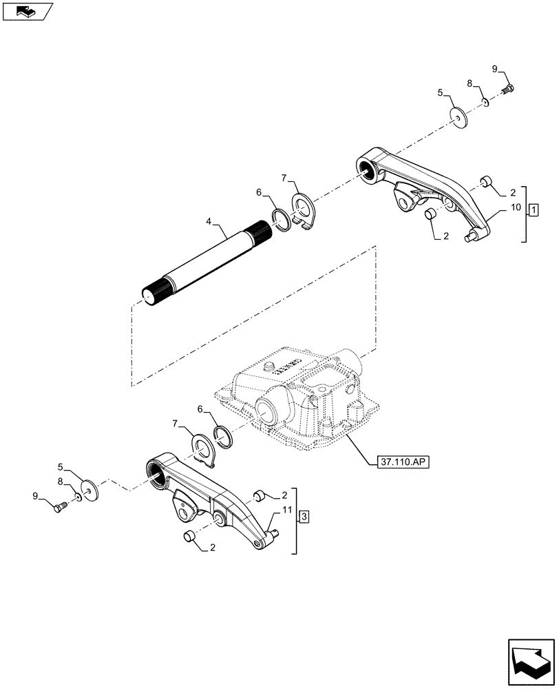 Схема запчастей Case IH MAXXUM 120 - (37.110.AQ[02]) - VAR - 390911, 743811 - REMOTE CONTROL VALVE - LIFT ARM (37) - HITCHES, DRAWBARS & IMPLEMENT COUPLINGS