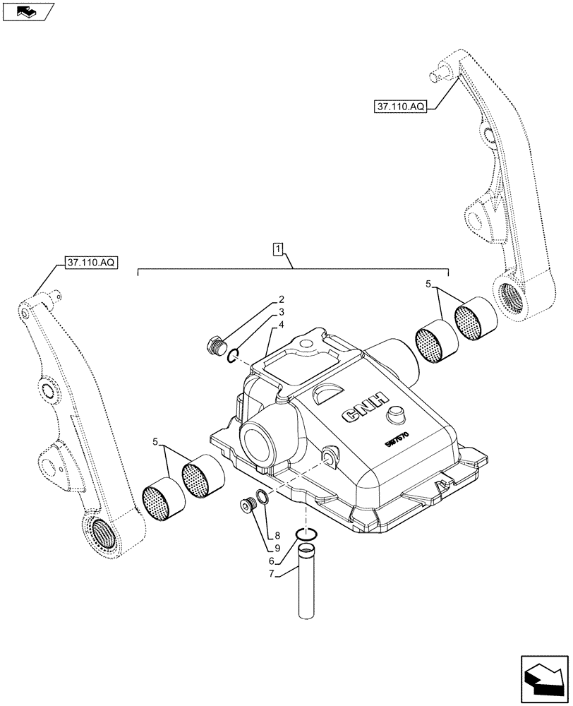 Схема запчастей Case IH MAXXUM 120 - (37.110.AC) - VAR - 390911, 743811 - HYDRAULIC LIFT - COVER (37) - HITCHES, DRAWBARS & IMPLEMENT COUPLINGS