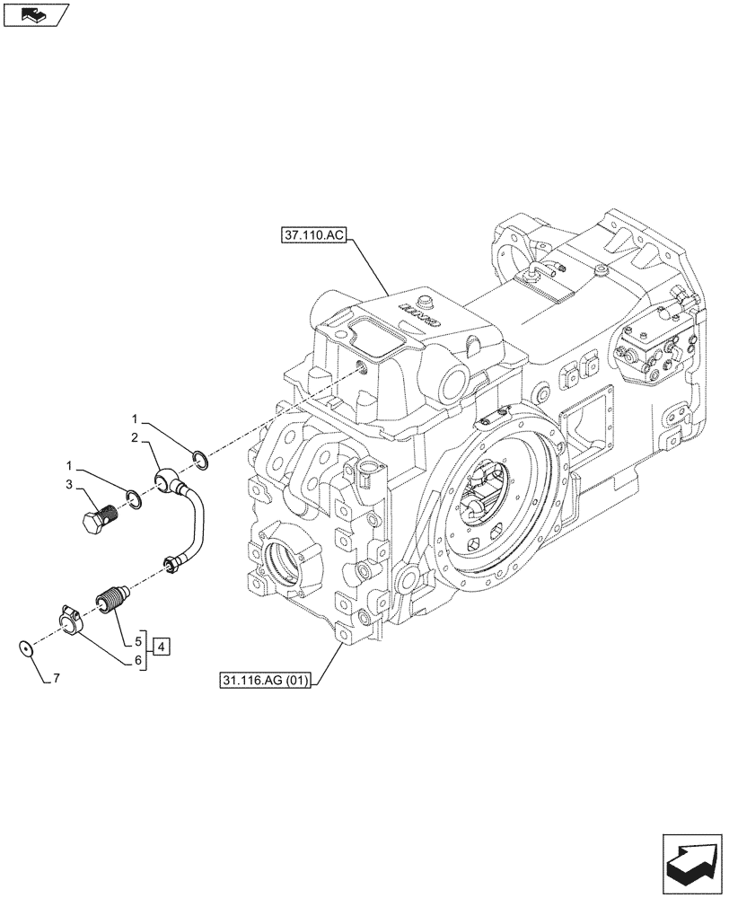 Схема запчастей Case IH MAXXUM 110 - (35.322.BB) - VAR - 332352, 332428 - LOW PRESSURE RETURN, QUICK COUPLER (35) - HYDRAULIC SYSTEMS