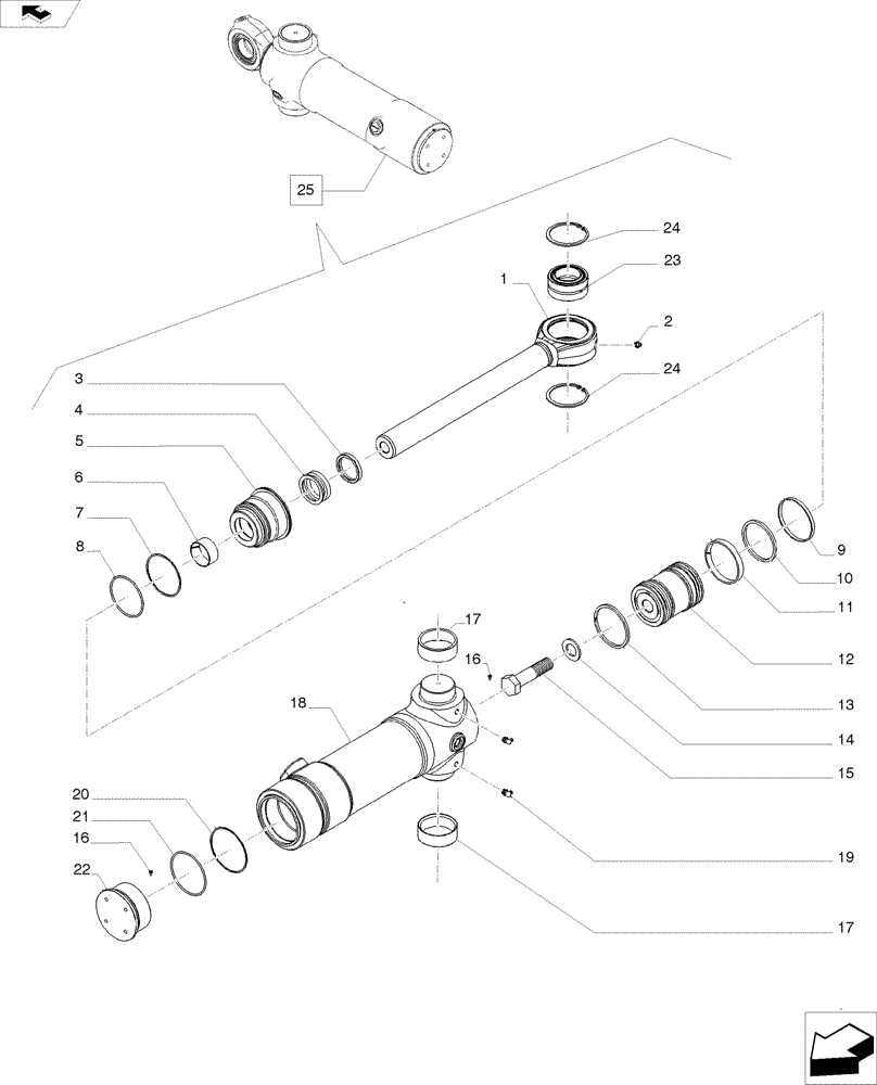 Схема запчастей Case IH A8800 - (80.420.AB[02]) - HYDRAULIC CYLINDER (ELEVATOR SLEW) (80) - CROP STORAGE/UNLOADING