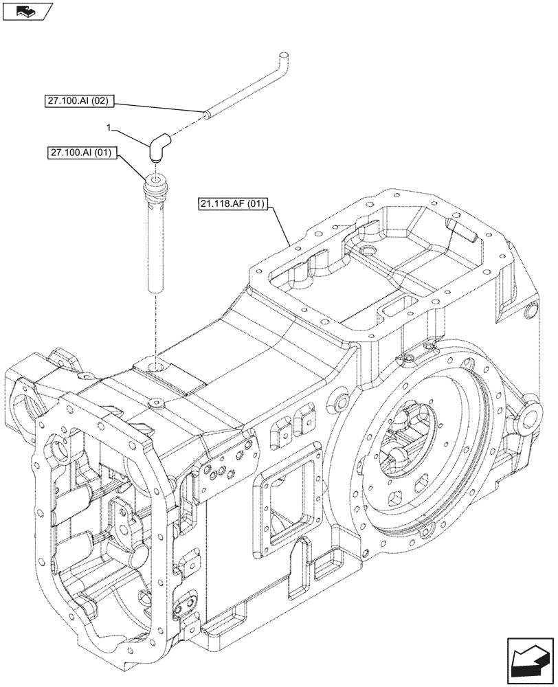 Схема запчастей Case IH MAXXUM 130 - (27.100.AI[04]) - VAR - 331920, 331970, 390923 - REAR AXLE HOUSING, BREATHER (27) - REAR AXLE SYSTEM