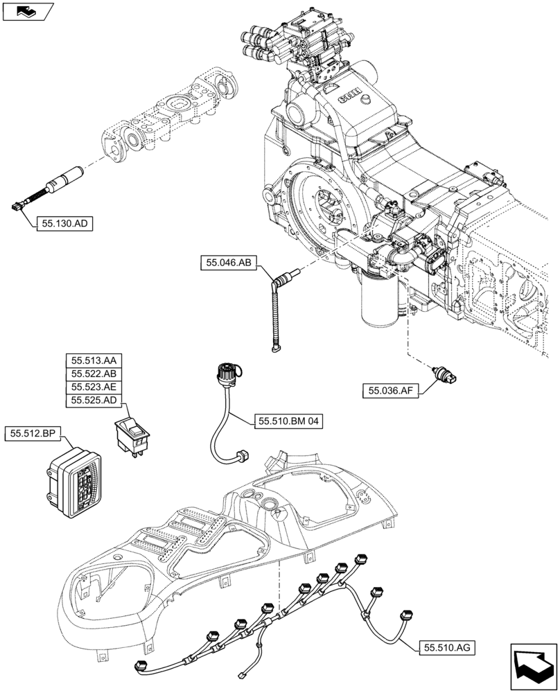 Схема запчастей Case IH MAXXUM 140 - (00.000.55[05]) - PICTORIAL INDEX - ELECTRICAL SYSTEMS (00) - GENERAL & PICTORIAL INDEX