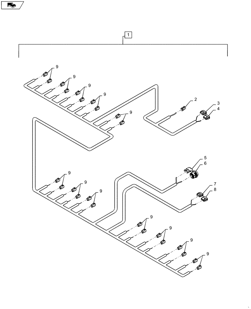 Схема запчастей Case IH 1245 - (55.516.AD[03]) - SEED SENSOR WIRE HARNESS FOR 24/20 (55) - ELECTRICAL SYSTEMS