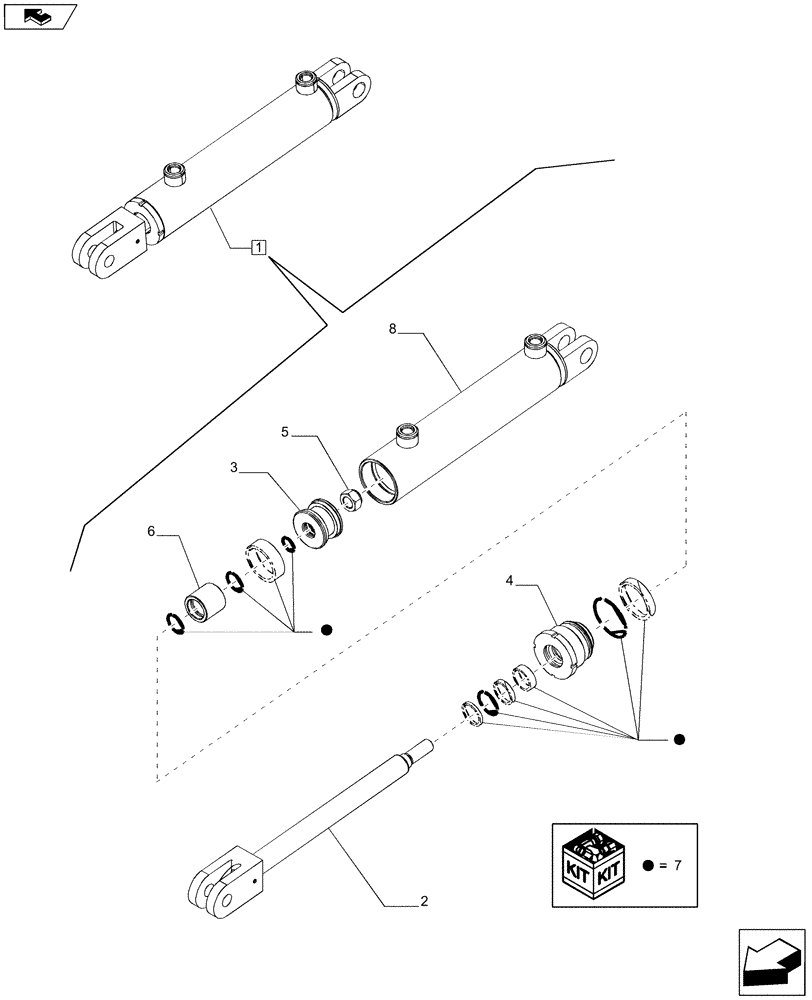 Схема запчастей Case IH A8800 - (35.100.BI[04]) - HYDRAULIC CYLINDER (TOPPER ADJUSTER EECC) (35) - HYDRAULIC SYSTEMS