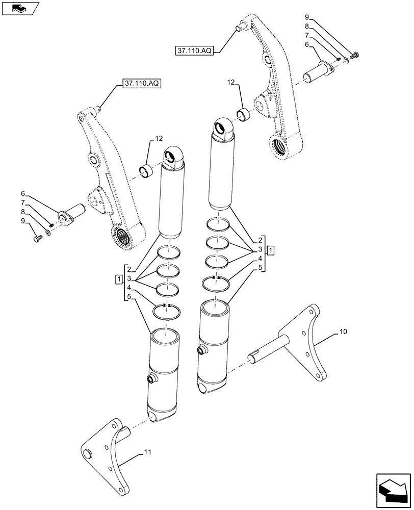 Схема запчастей Case IH MAXXUM 110 - (35.116.AH[02]) - VAR - 331908, 334963, 334965, 390911 - LIFT CYLINDER (35) - HYDRAULIC SYSTEMS