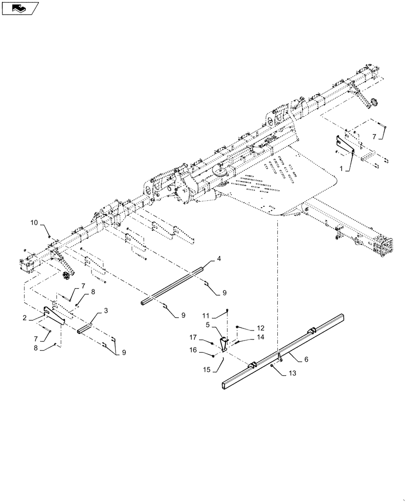 Схема запчастей Case IH 1245 - (39.140.AF[05]) - LIQUID FERTILIZER COULTER MOUNTING FOR 16/30 (39) - FRAMES AND BALLASTING