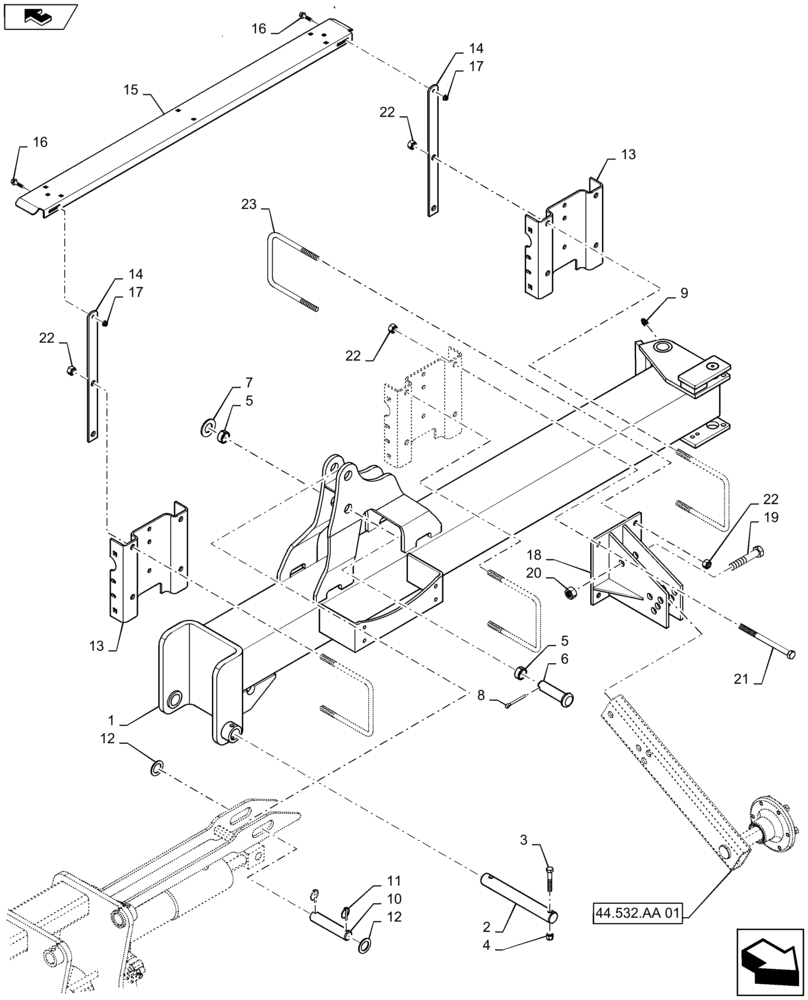 Схема запчастей Case IH 1245 - (39.902.AA[12]) - WING OUTER LEFT FOR 12/30 (39) - FRAMES AND BALLASTING