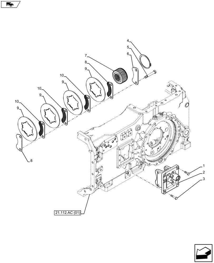 Схема запчастей Case IH MAXXUM 110 - (33.110.AV) - VAR - 390283 - PARKING BRAKE, DISC (33) - BRAKES & CONTROLS