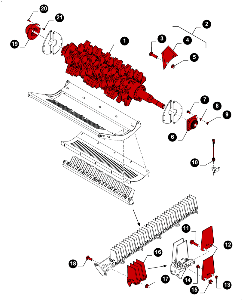 Схема запчастей Case IH 9230 - (05.100.04[J19]) - 7230 8230 9230 - MAINTENANCE PARTS, STRAWCHOPPER - INTEGRATED 3X3 (05) - SERVICE & MAINTENANCE