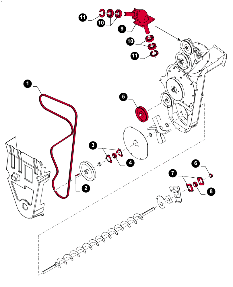 Схема запчастей Case IH 7230 - (05.100.04[J05]) - 7230 8230 9230 - MAINTENANCE PARTS, TAILINGS AUGER DRIVE PARTS (05) - SERVICE & MAINTENANCE