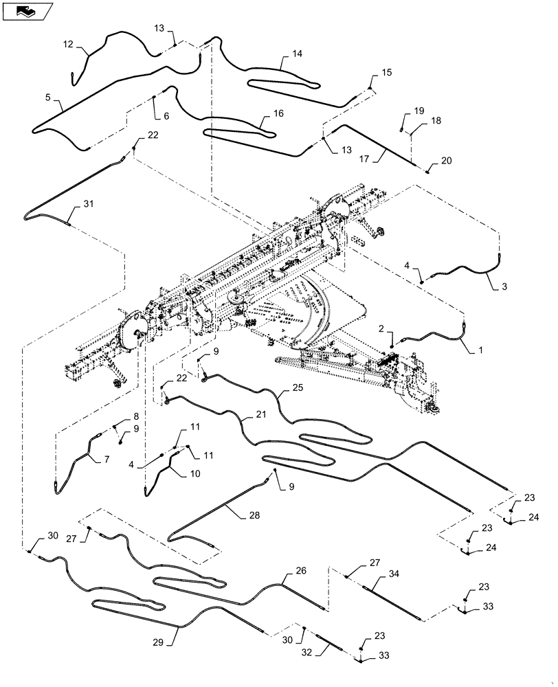 Схема запчастей Case IH 1245 - (35.745.AA[08]) - DIRECT DRIVE HYDRAULIC DISTRIBUTION FOR 30" SPLIT ROW 12/23 (35) - HYDRAULIC SYSTEMS