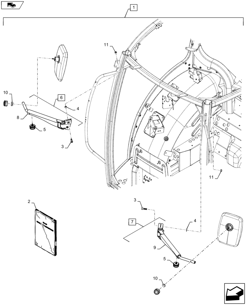 Схема запчастей Case IH MAXXUM 110 - (88.100.90[09]) - DIA KIT - TELESCOPIC ARMS FOR MIRROR (88) - ACCESSORIES