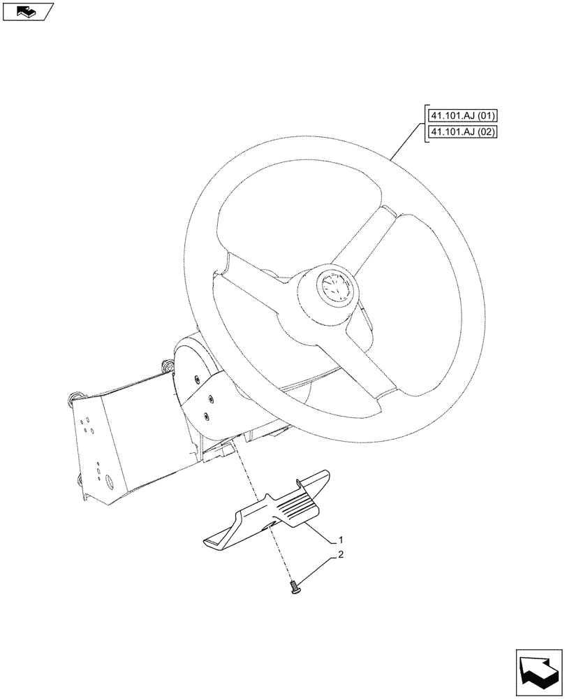 Схема запчастей Case IH MAXXUM 120 - (41.101.AB[04]) - VAR - 330631, 330634, 335283, 336631, 339077, 391630, 743723, 743812 - STEERING COLUMN, COVER (41) - STEERING