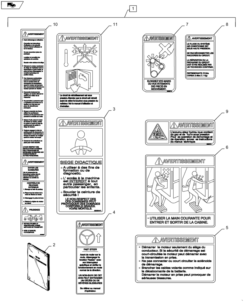 Схема запчастей Case IH MAXXUM 125 - (88.100.90[15]) - DIA KIT - FRENCH DECAL KIT - NORTH AMERICA VERSION (88) - ACCESSORIES