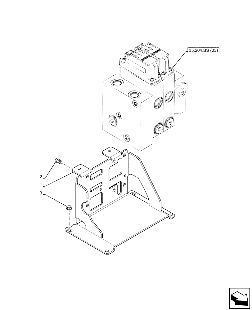 Схема запчастей Case IH MAXXUM 110 - (35.204.BS[01]) - VAR - 330560, 333560, 743689 - 2 ELECTRONIC MID MOUNTED VALVES (35) - HYDRAULIC SYSTEMS